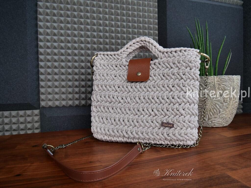 Torebka ze sznurka bawełnianego, handmade